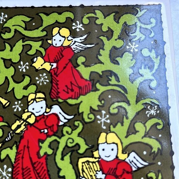 Vtg Holt-Howard Ceramic Tile Trivet/Hot Plate/Wall Hanger Angels/Instruments. - Picture 3 of 6